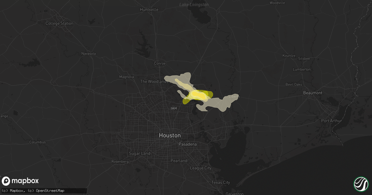 Hail map in Kingwood, TX on May 2, 2025