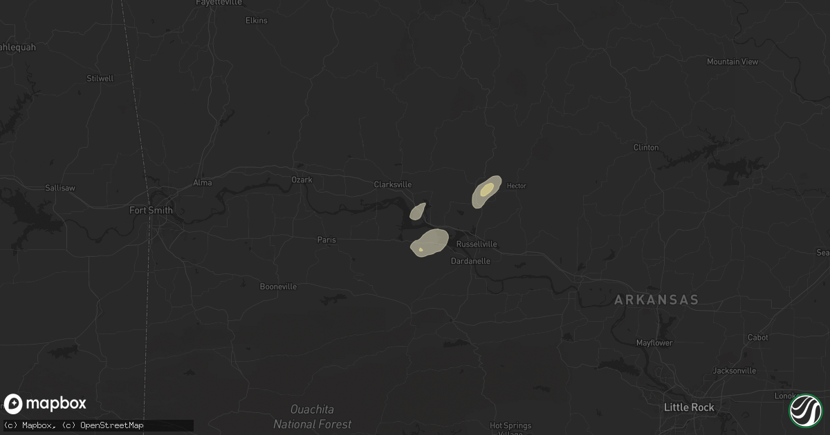 Hail map in Knoxville, AR on May 2, 2025