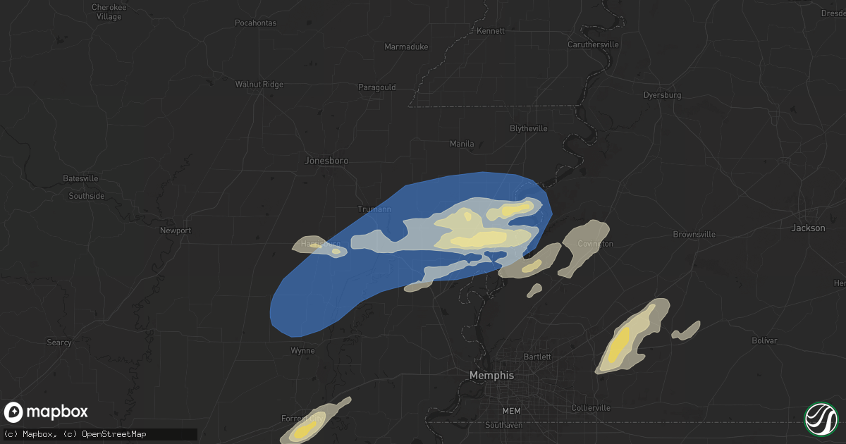Hail map in Lepanto, AR on May 2, 2025