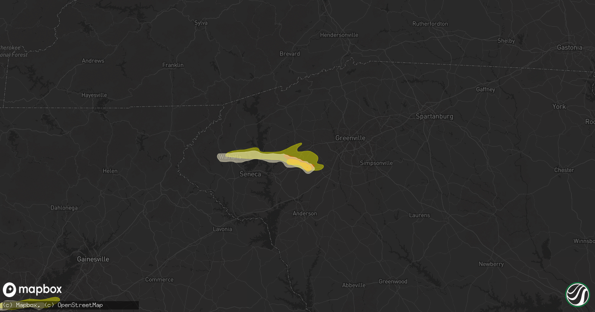 Hail map in Liberty, SC on May 2, 2025
