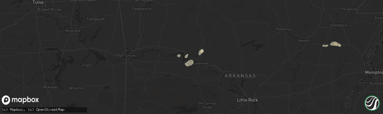 Hail map in London, AR on May 2, 2025