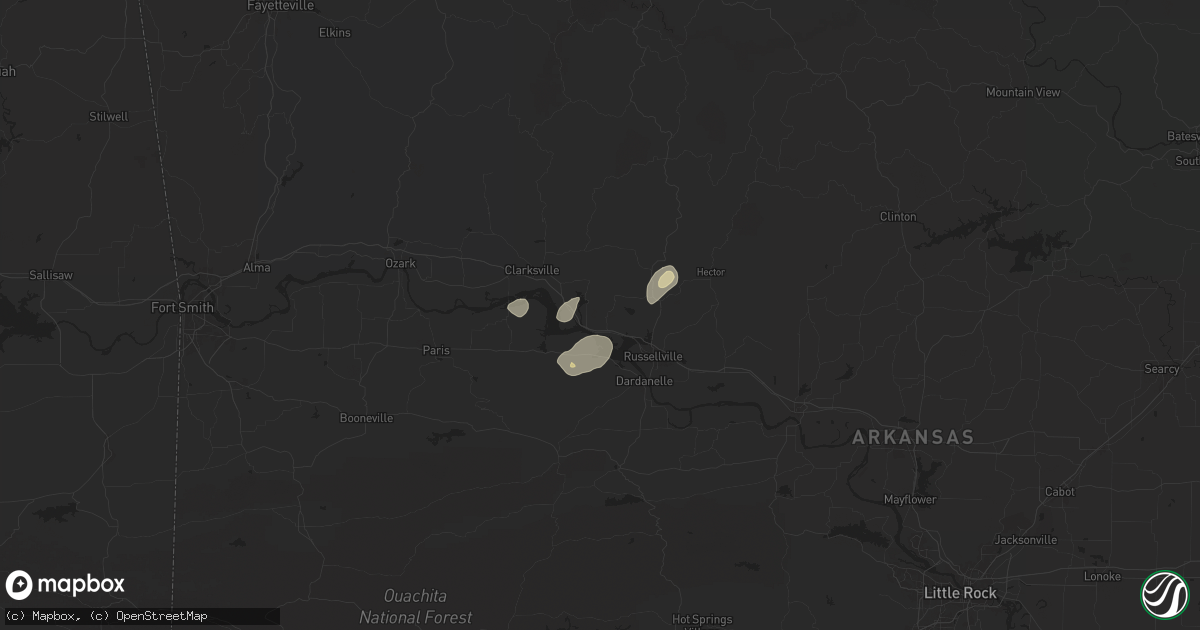 Hail map in London, AR on May 2, 2025