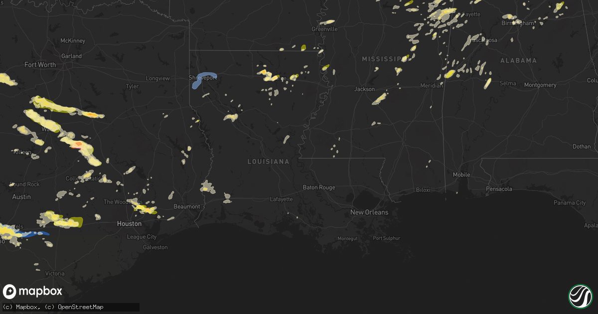 Hail map in Louisiana on May 2, 2025