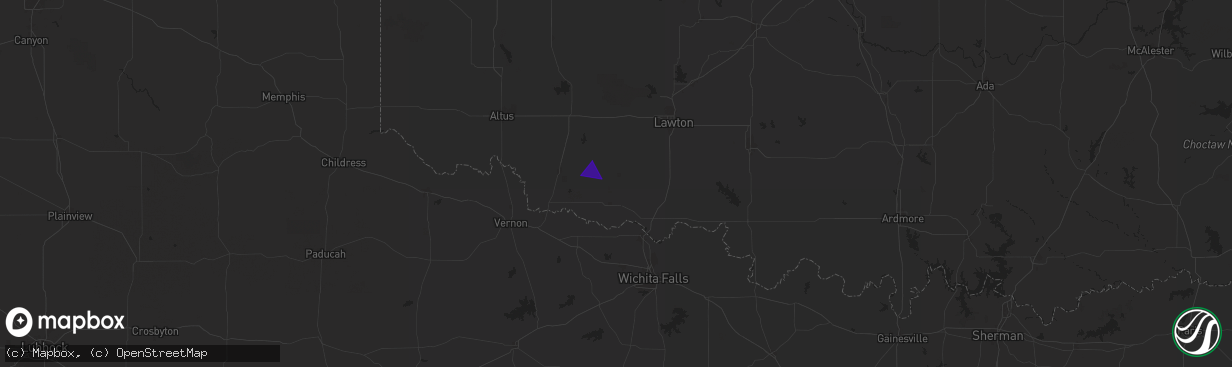 Hail map in Loveland, OK on May 2, 2025