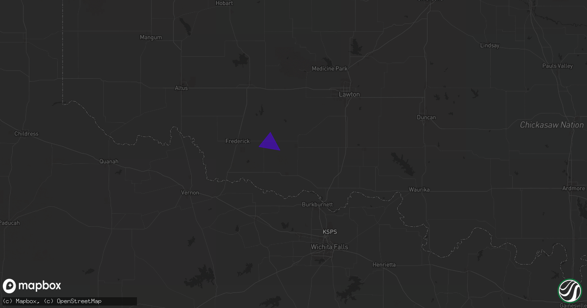 Hail map in Loveland, OK on May 2, 2025