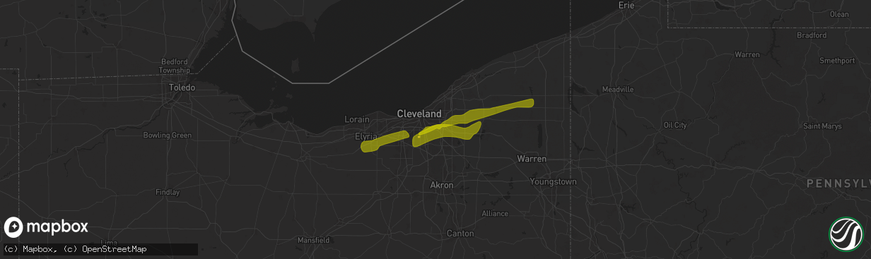 Hail map in Maple Heights, OH on May 2, 2025