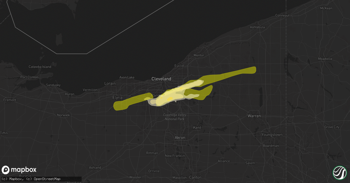 Hail map in Maple Heights, OH on May 2, 2025