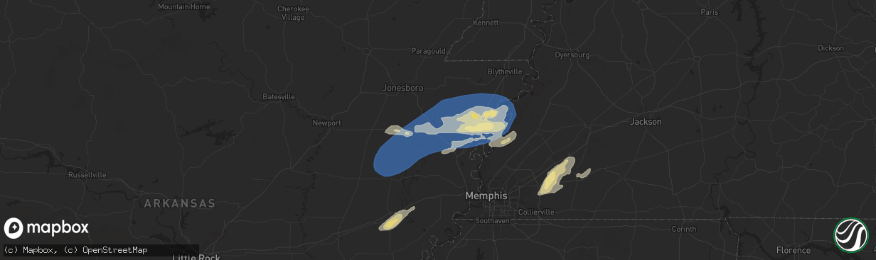 Hail map in Marked Tree, AR on May 2, 2025