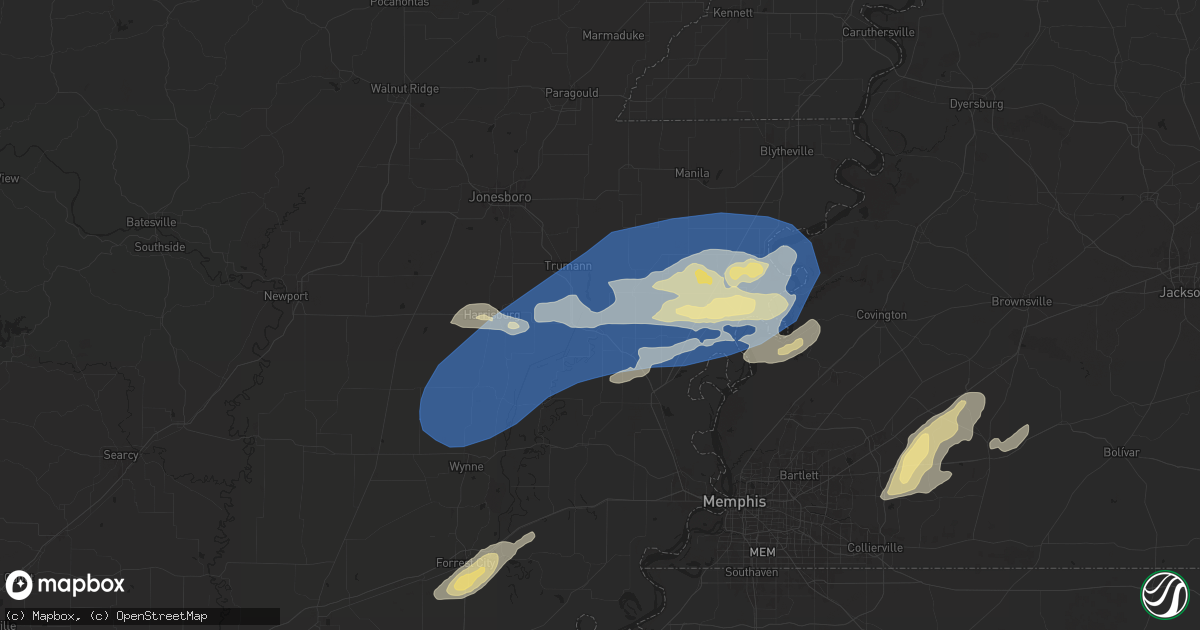 Hail map in Marked Tree, AR on May 2, 2025