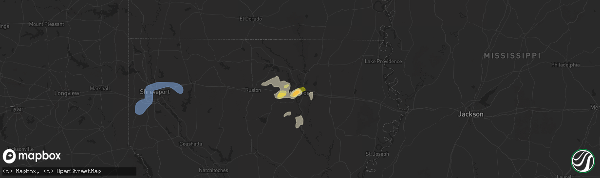 Hail map in Monroe, LA on May 2, 2025