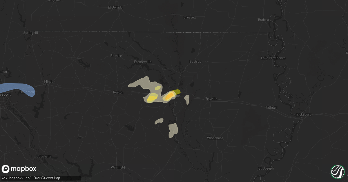 Hail map in Monroe, LA on May 2, 2025