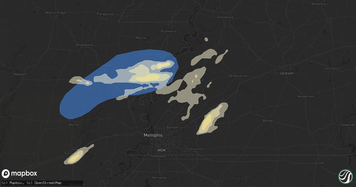 Hail map in Munford, TN on May 2, 2025