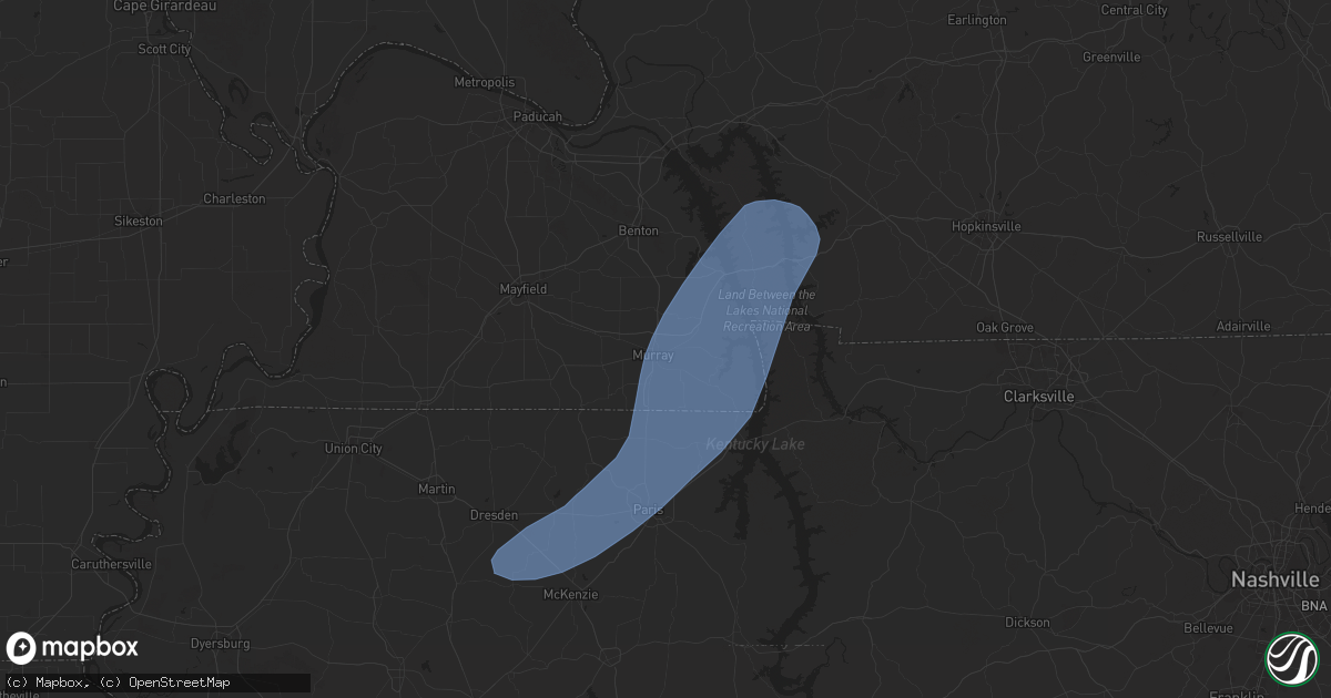 Hail map in Murray, KY on May 2, 2025