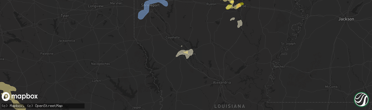 Hail map in Natchitoches, LA on May 2, 2025