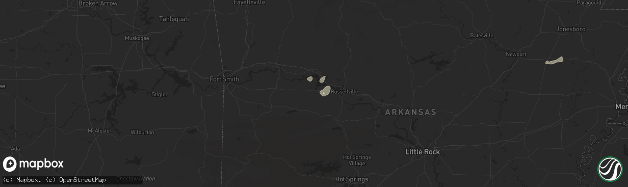 Hail map in New Blaine, AR on May 2, 2025