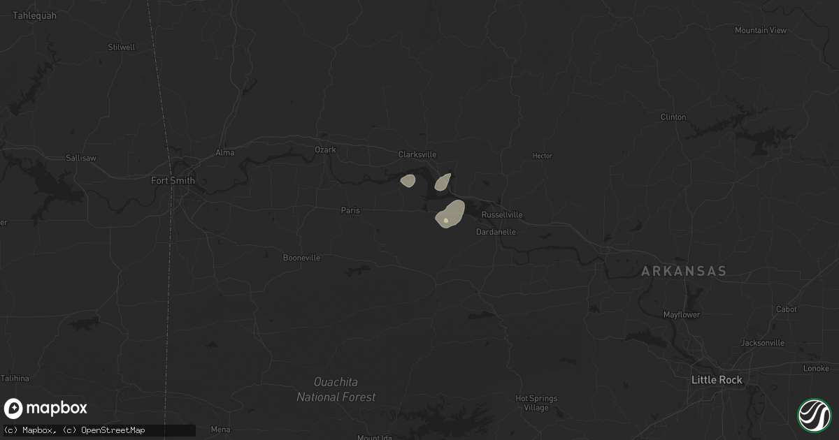 Hail map in New Blaine, AR on May 2, 2025