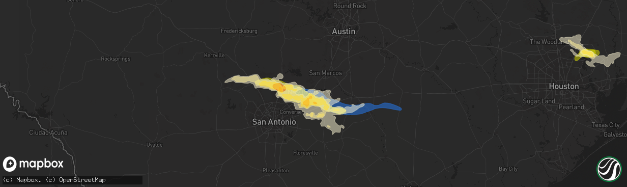 Hail map in New Braunfels, TX on May 2, 2025