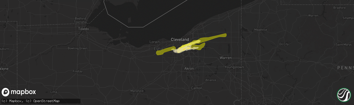 Hail map in North Royalton, OH on May 2, 2025
