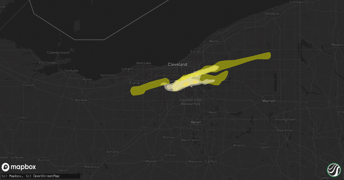 Hail map in North Royalton, OH on May 2, 2025