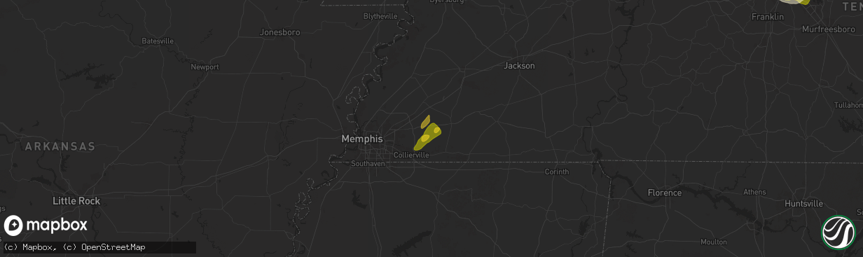 Hail map in Oakland, TN on May 2, 2025