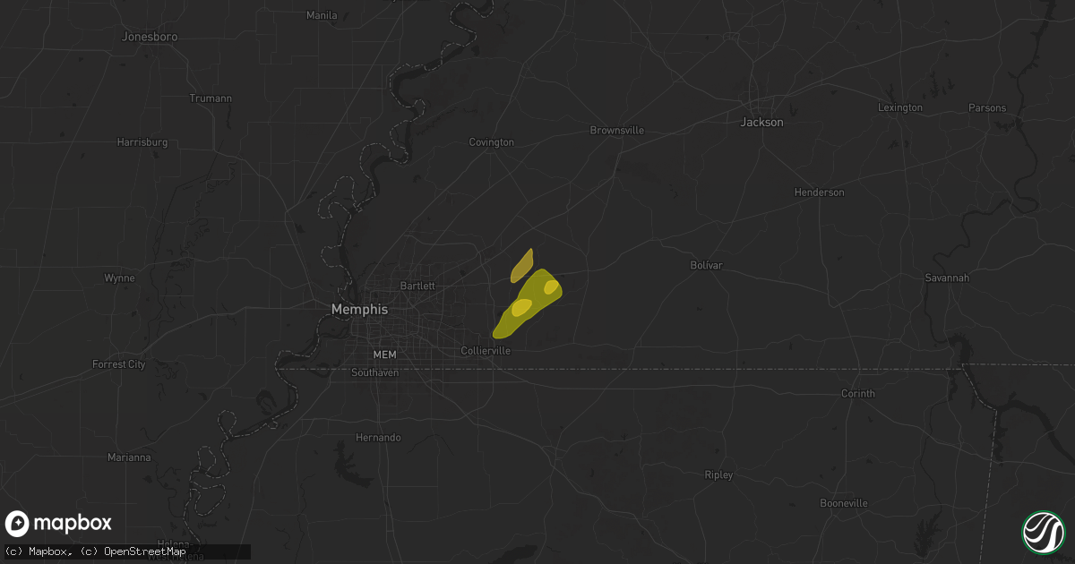 Hail map in Oakland, TN on May 2, 2025