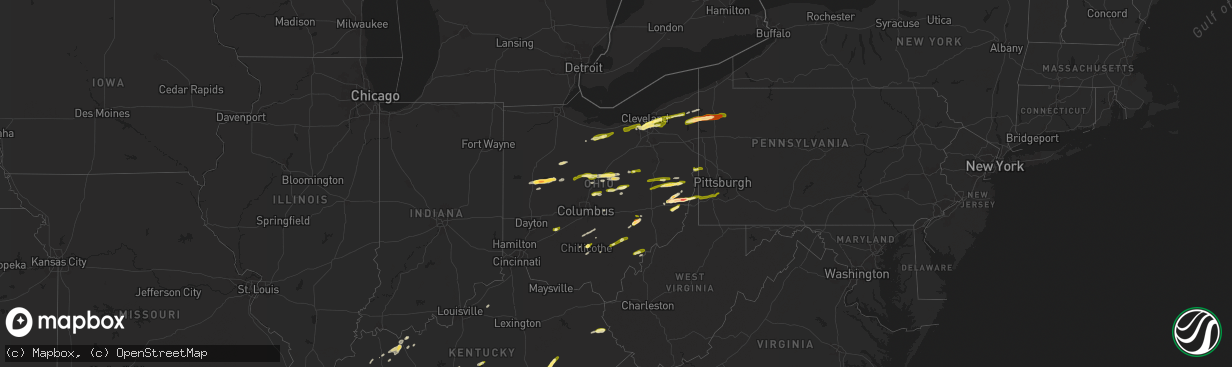Hail map in Ohio on May 2, 2025