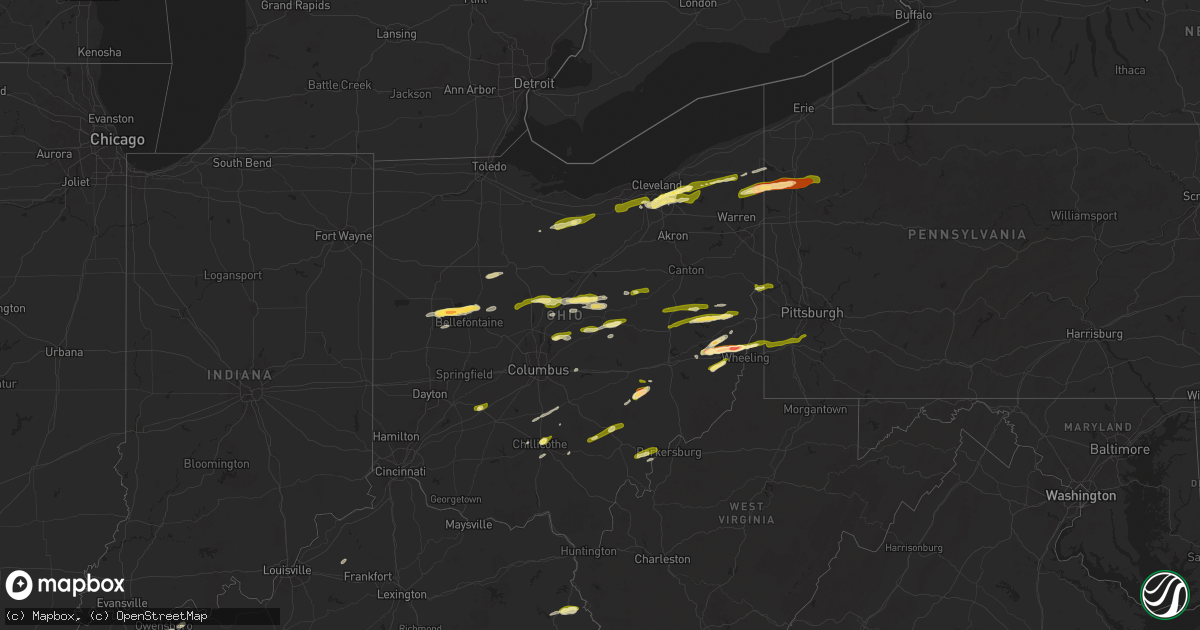 Hail map in Ohio on May 2, 2025