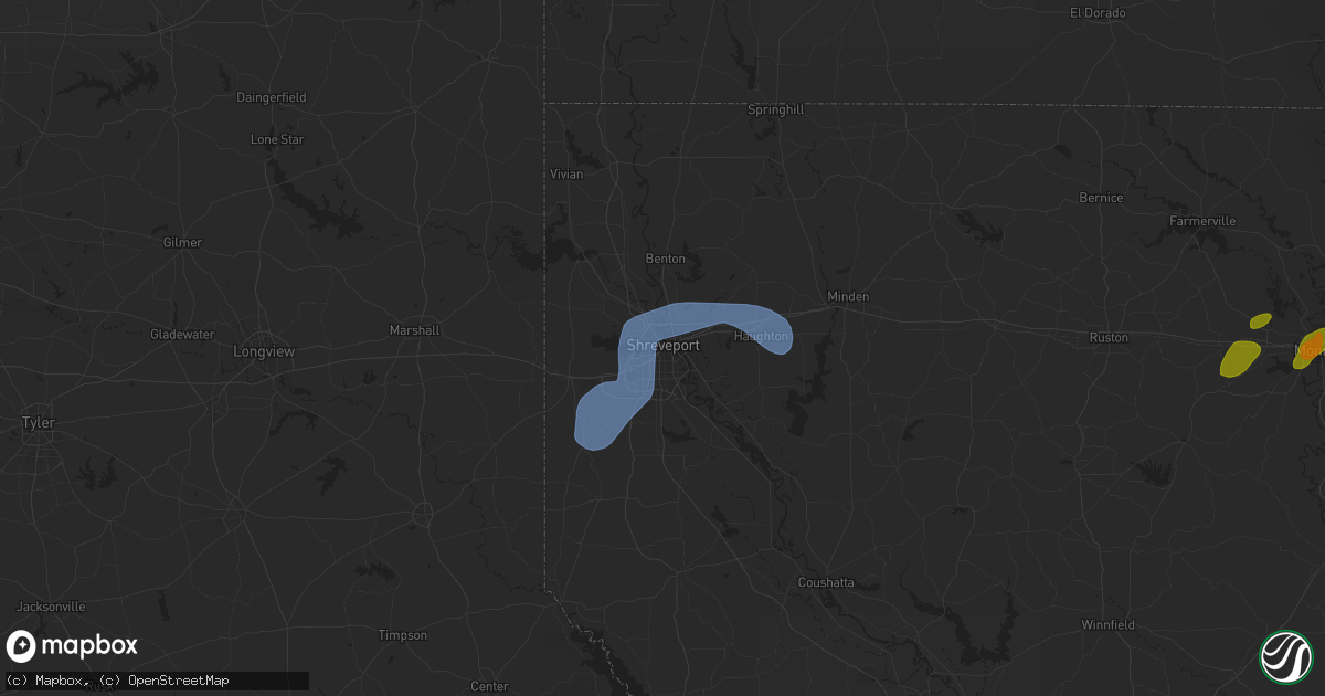 Hail map in Shreveport, LA on May 2, 2025