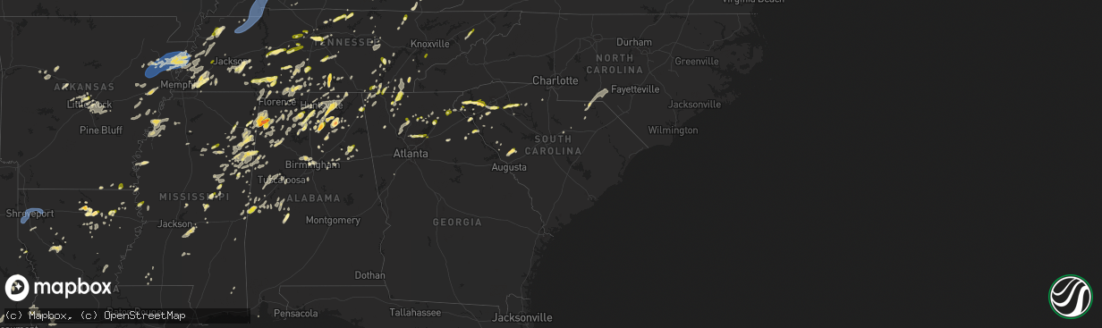Hail map in South Carolina on May 2, 2025