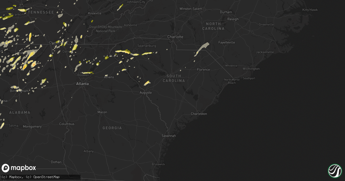 Hail map in South Carolina on May 2, 2025