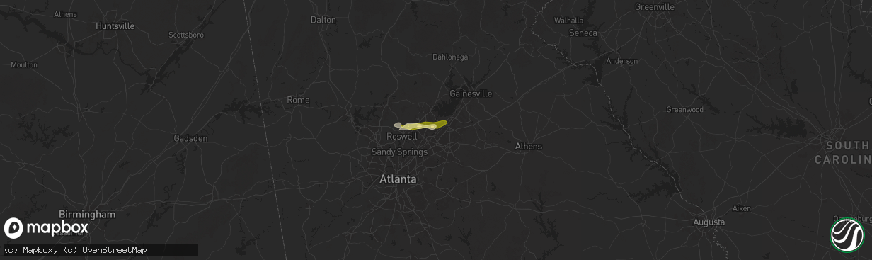 Hail map in Suwanee, GA on May 2, 2025
