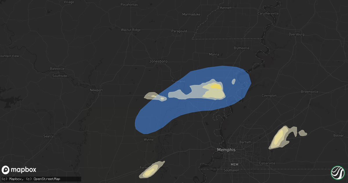 Hail map in Trumann, AR on May 2, 2025