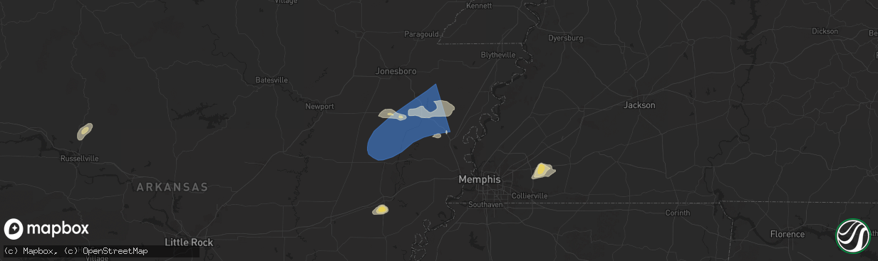 Hail map in Tyronza, AR on May 2, 2025