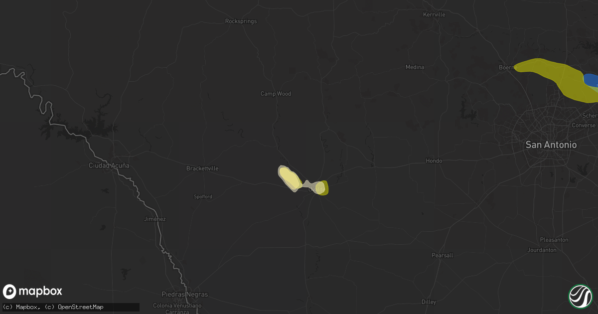 Hail map in Uvalde, TX on May 2, 2025
