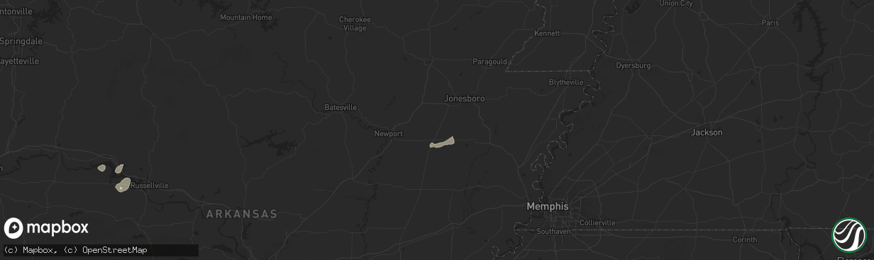 Hail map in Weiner, AR on May 2, 2025