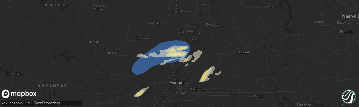 Hail map in Wilson, AR on May 2, 2025