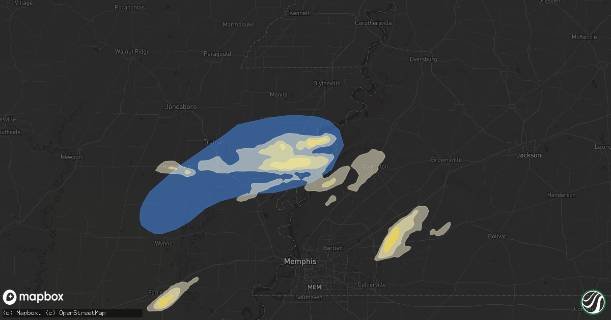 Hail map in Wilson, AR on May 2, 2025