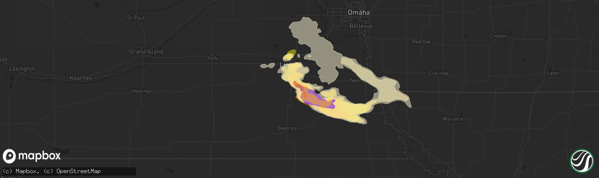 Hail map in Hickman, NE on May 3, 2015