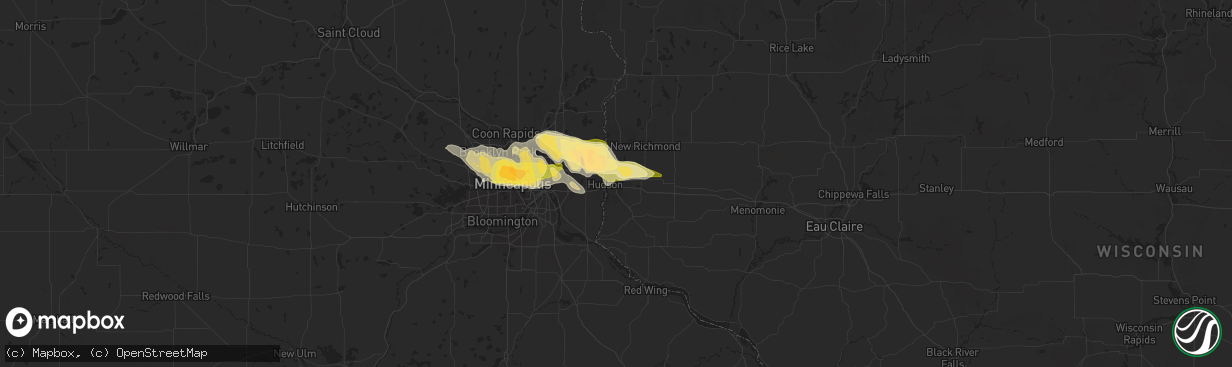 Hail map in Hudson, WI on May 3, 2015