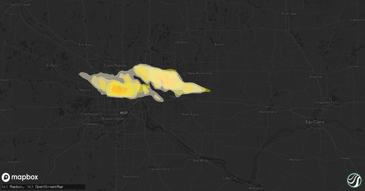 Hail map in Hudson, WI on May 3, 2015