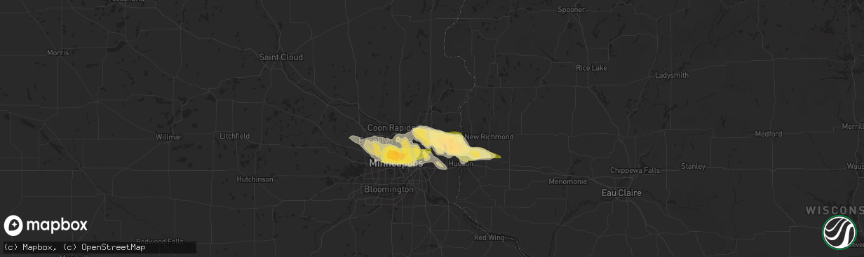 Hail map in Hugo, MN on May 3, 2015