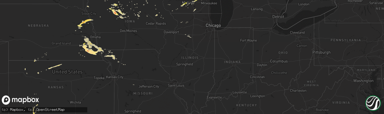 Hail map in Illinois on May 3, 2015