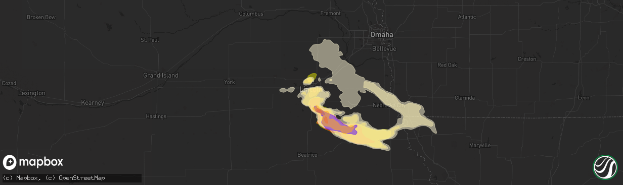 Hail map in Lincoln, NE on May 3, 2015