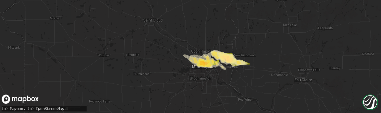 Hail map in Maple Grove, MN on May 3, 2015