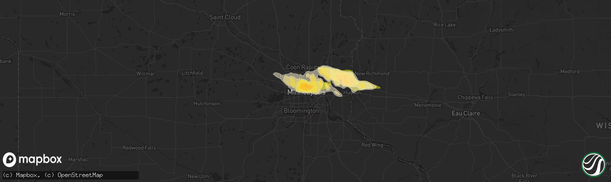 Hail map in Minneapolis, MN on May 3, 2015