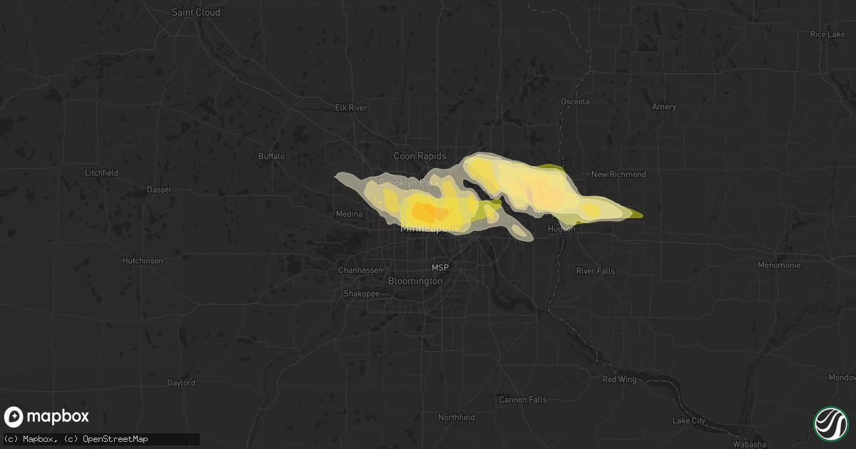 Hail map in Minneapolis, MN on May 3, 2015