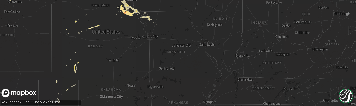 Hail map in Missouri on May 3, 2015