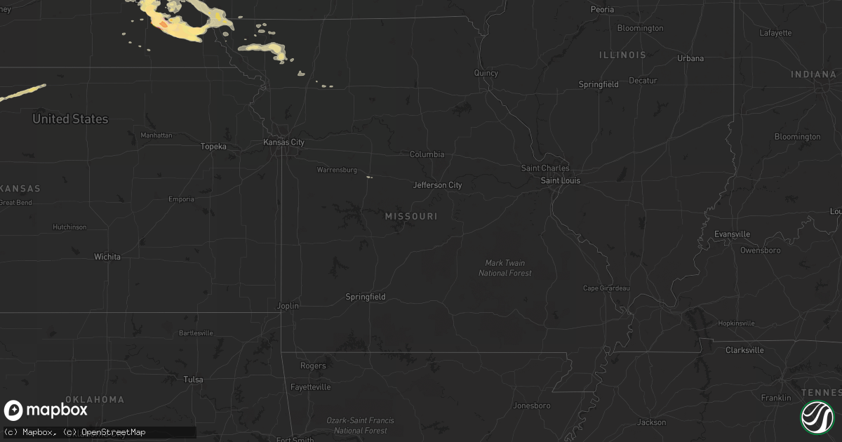 Hail map in Missouri on May 3, 2015