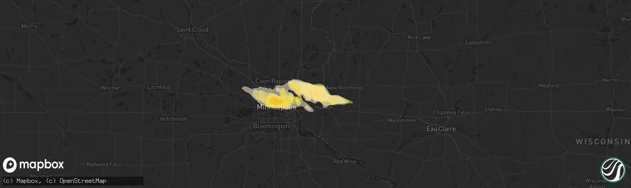 Hail map in Stillwater, MN on May 3, 2015