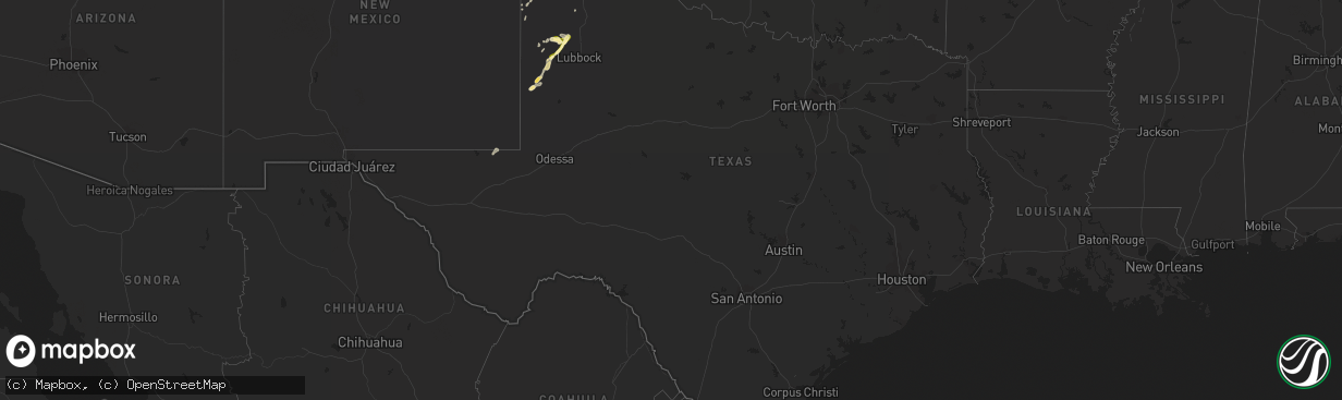 Hail map in Texas on May 3, 2015